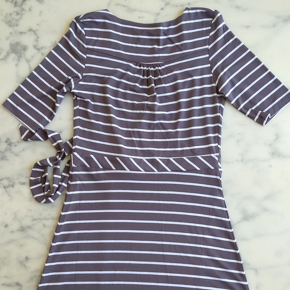 NWOT. H&M Rayon and Spandex Striped Wrap Dress with half sleeve and tie. - Picture 6 of 6